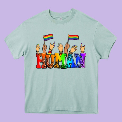 Human With Hands And Pride Flags Heavy Core Tee Designed By Adodesignshop