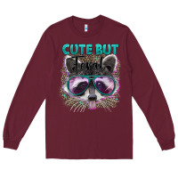 Burgundy cute but feral Long Sleeve Tee - Artiststas