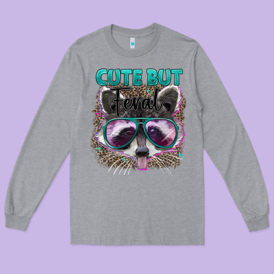 Cute But Feral Long Sleeve Tee Designed By Artiststas