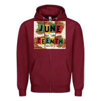 Burgundy juneteenth free ish since 1865 Zipper Hoodie - TumblerDesignByShophia
