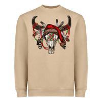 Mushroom Western Christmas Bull Skull Heavyweight Sweatshirt - RanaPortraitStore