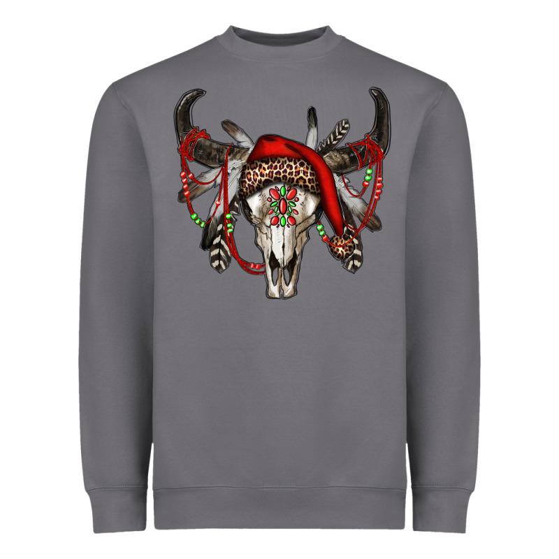 Western Christmas Bull Skull Heavyweight Sweatshirt by RanaPortraitStore | Teevron