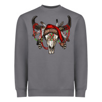 Storm Western Christmas Bull Skull Heavyweight Sweatshirt - RanaPortraitStore