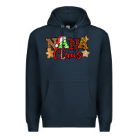Navy Nana Claus Christmas Lights And Gifts mother's day Premium Hoodie - HowdyJamesFarm