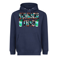 Navy Summer Time Cowhide Serape Heavyweight Hoodie - CowCowDesign