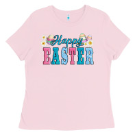 Bubblegum Pink happy easter eggs Ladies Tee - AdoDesignShop