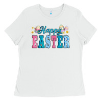White happy easter eggs Ladies Tee - AdoDesignShop