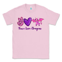 Bubblegum Pink Peace Love Dragons Classic Tee - RanaPortraitStore
