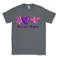 Charcoal Heather Peace Love Dragons Classic Tee - RanaPortraitStore