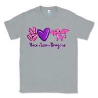 Heather Grey Peace Love Dragons Classic Tee - RanaPortraitStore