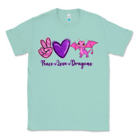 Seafoam Peace Love Dragons Classic Tee - RanaPortraitStore