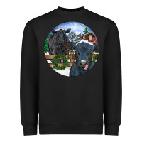 Black Black Angus Cattle and Calf Christmas Heavyweight Sweatshirt - RanaPortraitStore
