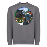 Storm Black Angus Cattle and Calf Christmas Heavyweight Sweatshirt - RanaPortraitStore