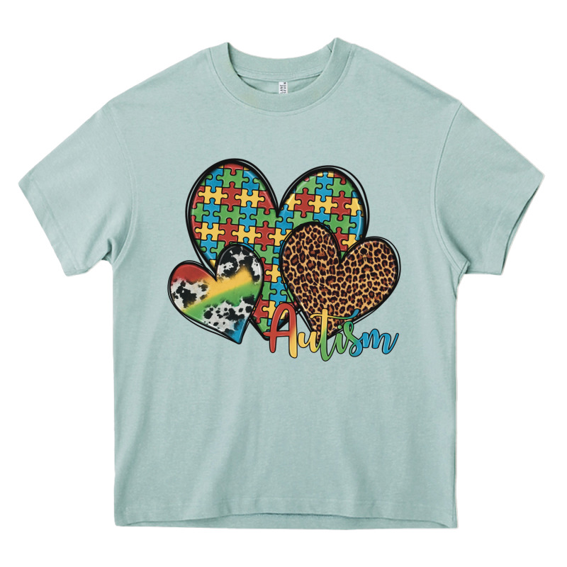 Autism Hearts Leopard Cowhide Heavy Core Tee by Artiststas | Teevron