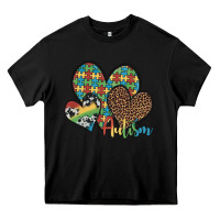 Black autism hearts leopard cowhide Heavy Core Tee - Artiststas