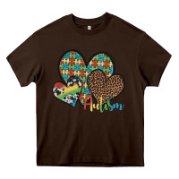 Chocolate Brown autism hearts leopard cowhide Heavy Core Tee - Artiststas