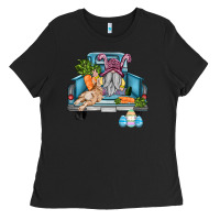 Black easter truck with gnome and rabbit Ladies Tee - AdoDesignShop