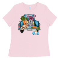 Bubblegum Pink easter truck with gnome and rabbit Ladies Tee - AdoDesignShop