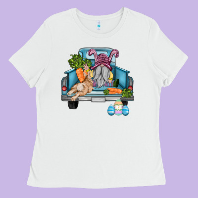 Easter Truck With Gnome And Rabbit Ladies Tee Designed By Adodesignshop