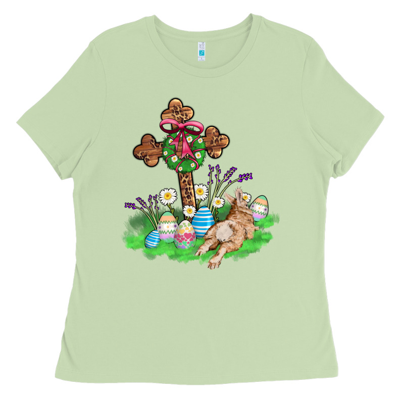 Religious Easter Bunny Cross Ladies Tee by AdoDesignShop | Teevron