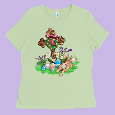 Religious Easter Bunny Cross Ladies Tee Designed By Adodesignshop