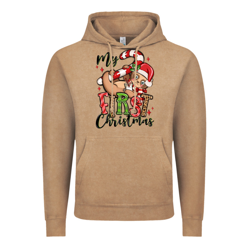 My First Christmas Cute Christmas Sloth Vintage Hoodie by MaliasSmallBusiness | Teevron