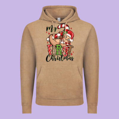 My First Christmas Cute Christmas Sloth Vintage Hoodie Designed By Maliassmallbusiness