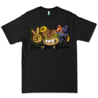 Black peace love rooster Premium Tee - LillyAllenDesigns