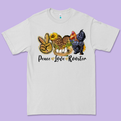 Peace Love Rooster Premium Tee Designed By Lillyallendesigns