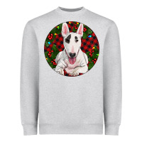 Heather Grey Christmas Bull Terrier Heavyweight Sweatshirt - RanaPortraitStore
