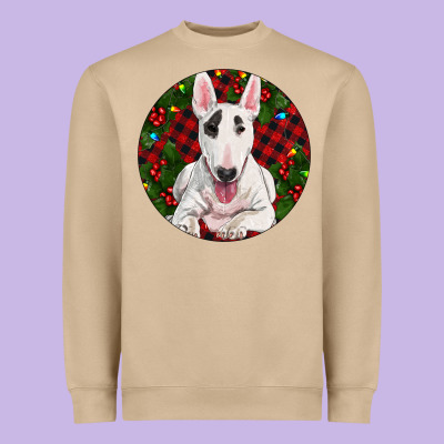 Christmas Bull Terrier Heavyweight Sweatshirt Designed By Ranaportraitstore