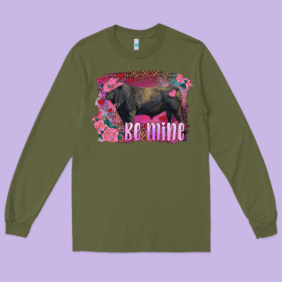 Be Mine Black Angus Bull Long Sleeve Tee Designed By Ranaportraitstore