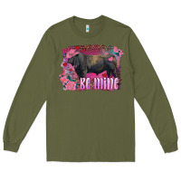 Army Green be mine black angus bull Long Sleeve Tee - RanaPortraitStore