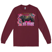 Burgundy be mine black angus bull Long Sleeve Tee - RanaPortraitStore