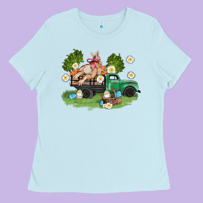 Easter Truck With Bunny Ladies Tee Designed By Adodesignshop