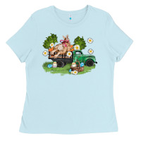 Baby Blue easter truck with bunny Ladies Tee - AdoDesignShop