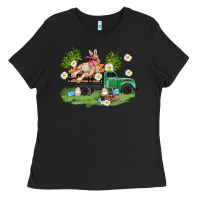 Black easter truck with bunny Ladies Tee - AdoDesignShop