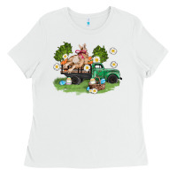 White easter truck with bunny Ladies Tee - AdoDesignShop