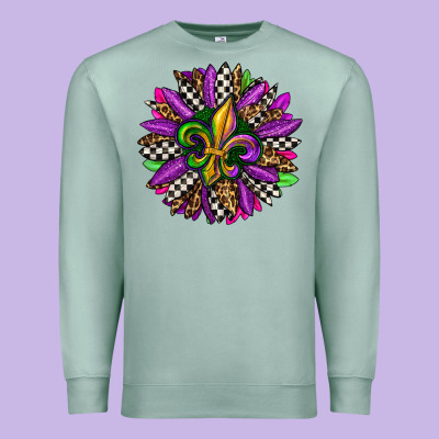 Mardi Gras Sunflower Premium Sweatshirt Designed By Oliviacreatesart