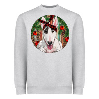 Heather Grey Christmas Bull Terrier Heavyweight Sweatshirt - RanaPortraitStore