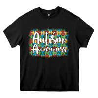 Black autism awareness puzzle background Heavy Core Tee - Artiststas
