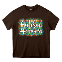 Chocolate Brown autism awareness puzzle background Heavy Core Tee - Artiststas