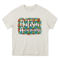 Cream autism awareness puzzle background Heavy Core Tee - Artiststas