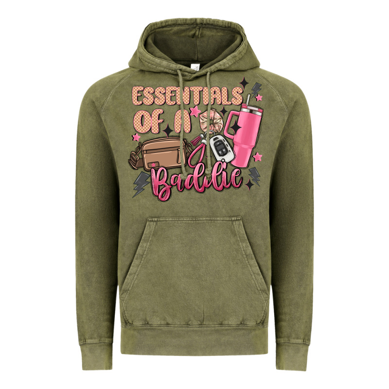 Essentials Of A Baddie Vintage Hoodie by MaliasSmallBusiness | Teevron
