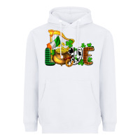 White St. Patrick's Love and golds Heavyweight Hoodie - OliviaCreatesArt