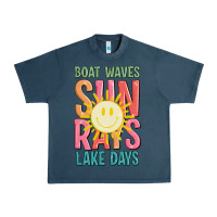 Midnight Navy boat waves sun rays lake days Urban Heavy Tee - JahusDesignShop