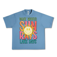 Pebble Blue boat waves sun rays lake days Urban Heavy Tee - JahusDesignShop