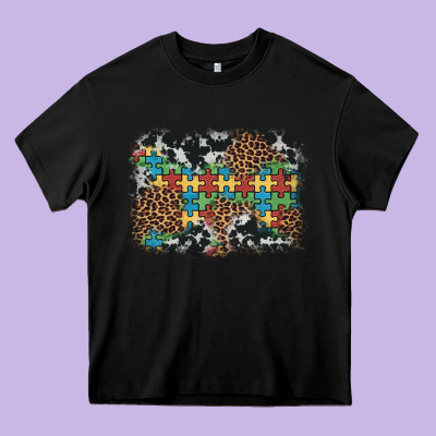 Autism Awareness Leopard Cowhide Background Heavy Core Tee Designed By Artiststas