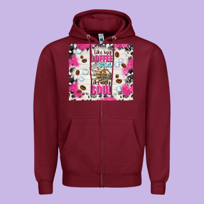 I Like My Coffee Cold Like My Soul Zipper Hoodie Designed By Tumblerdesignbyshophia