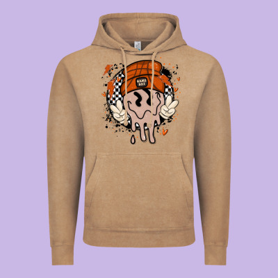 Basketball Game Day Vintage Hoodie Designed By Maliassmallbusiness